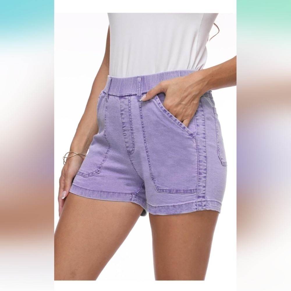 HVEPUO Jean Shorts High Waisted Summer Cotton Stretchy Casual Pull On XL (EUC) - Picture 7 of 13
